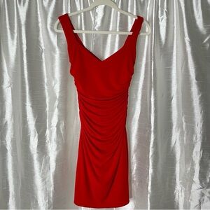 Laundry By Shelli Segal Dress Womens 4 Red Ruched Mini Party Going Out Y2K